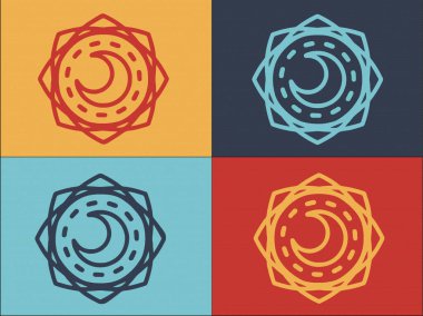 Boho Ay Logo Şablonu, Ay 'ın Basit Düz Simgesi, Boho, Soyut