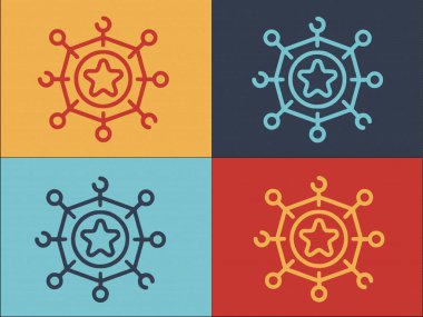 Bonus Şeması Yıldız Logo Şablonu, Şemanın Basit Düz Simgesi, Simge, Vektör