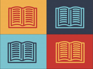 Kitap Senaryosu Logo Şablonu, Kitabın Basit Düz Simgesi, Senaryo, Eğitim