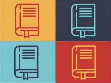 Kitap Logosu Şablonu, Basit Düz Kitap Simgesi, Çalışma, Eğitim