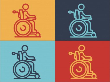 Erkek Tekerlekli Sandalye Özel Eğitim Logosu Şablonu, Eğitimin Basit Düz Simgesi, Tekerlekli sandalye, Okul