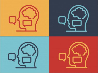 Beyin Konuşması Logo Şablonu, İletişim, Konuşma, Tartışma Basit Düz Simgesi