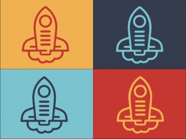 Beyin Fırtınası Roket Logosu Şablonu, Basit Düz Roket Simgesi, Fikir, Başarı