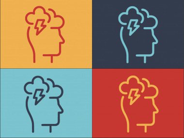 Beyin Fırtınası Logo Şablonu, Yaratıcı, İş ve Beyin Fırtınası 'nın Basit Düz Simgesi