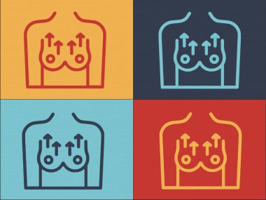 Göğüs Estetik Cerrahisi Logo Şablonu, Plastik Düz Simge, Cerrahi, Göğüs