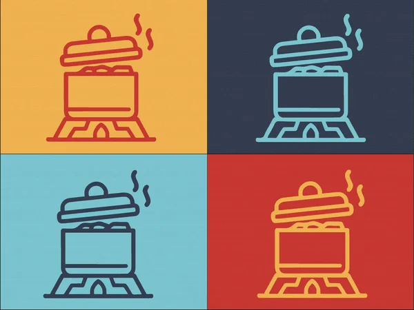 Gotowanie Sos Szablon Logo Prosta Płaska Ikona Żywności Saucepan Gotowanie — Wektor stockowy