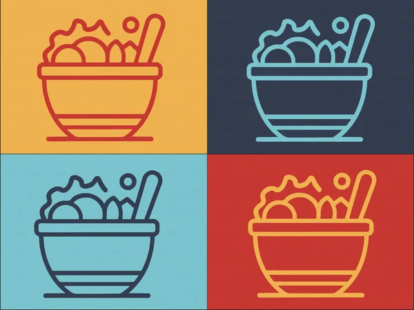 Schüssel Food Logo Vorlage Einfache Flache Ikone Des Essens Schüssel — Stockvektor