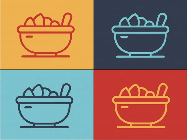 Schüssel Mit Logo Vorlage Einfache Flache Ikone Des Essens Schüssel — Stockvektor
