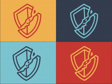 Kırık Antivirüs Logo Şablonu, Kırık Düz Simge, Antivirüs, Virüs