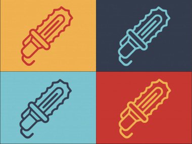 Elektrikli Testere Logo Şablonu, Testere, Elektrik, İnşaat Basit Düz Simgesi