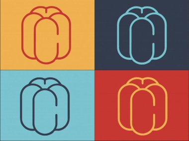 Bulgar Paprica Logo Şablonu, Biber, Gıda ve Paprica 'nın Basit Düz Simgesi