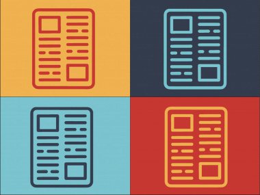 Paket Gazete Logosu Şablonu, Basit Düz Kağıt Simgesi, Yığın, Haber