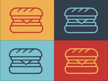 Burger Logo Şablonu, Basit Düz Burger Simgesi, Yemek, Hamburger