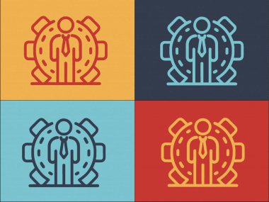 İşadamı Efor Logo Şablonu, Basit Düzey Çalışma Simgesi, İş adamı