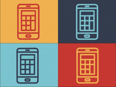 Telefon Logosu Şablonunda Hesap Makinesi, Telefonun Basit Düz Simgesi, Hesaplayıcı, Teknoloji