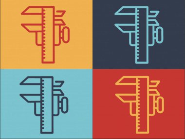 Ayarlanmış Kalibre Logo Şablonu, Basit Düz Araç Simgesi, Ölçüm, Aygıt