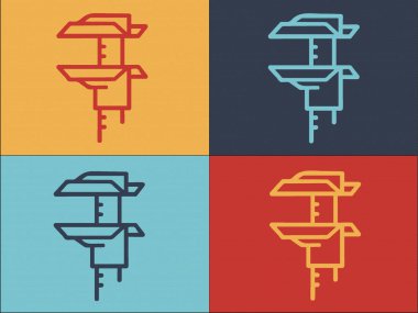 Caliper Logo Şablonu, Caliper 'ın Basit Düz Simgesi, Metal, Ekipman