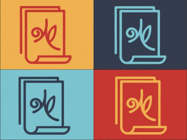 Kaligrafi Kağıt Logo Şablonu, Kaligrafi 'nin Basit Düz Simgesi, Kağıt, Arkaplan