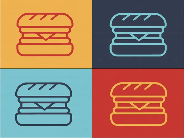 Burger Logo Şablonu Basit Düz Burger Simgesi Yemek Hamburger — Stok Vektör