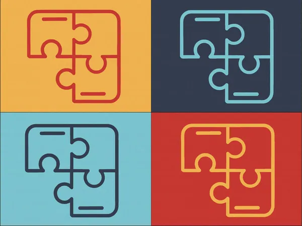 Colaboración Empresarial Puzzle Logo Template Simple Icono Plano Negocio Equipo — Archivo Imágenes Vectoriales