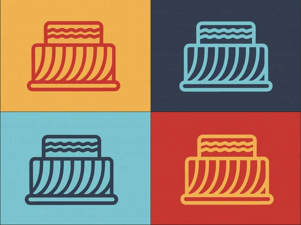Kuchen Logo Vorlage Einfache Flache Ikone Des Essens Süß Kuchen — Stockvektor