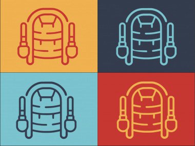 Kamp Gemisi Logo Şablonu, Kampın Basit Düz Simgesi, Yaz, Doğa