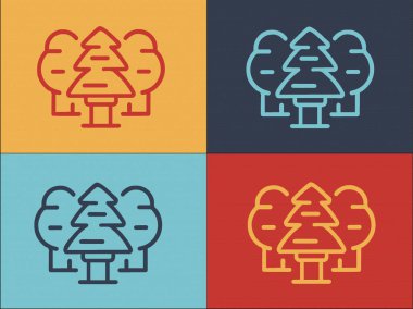 Kamp alanı orman logo şablonu, Kamp alanının basit düz ikonu, orman, seyahat