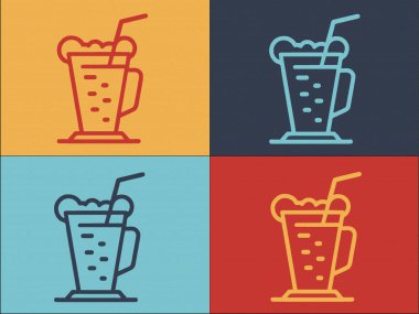 Cappuccino Cup Logo Şablonu, Cafe 'nin Basit Düz Simgesi, Kahvaltı, Cappuccino