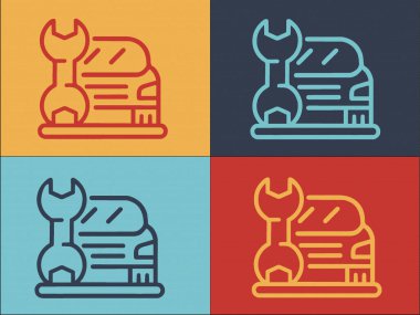 Tamir Şablonu 'ndaki Araba Tamir Şablonu, Tamirhanenin Basit Düz Simgesi, Araba, Tamir