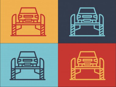 Araba Tamiri Asansörü Logo Şablonu, Basit Tamir, Servis, Garaj Simgesi