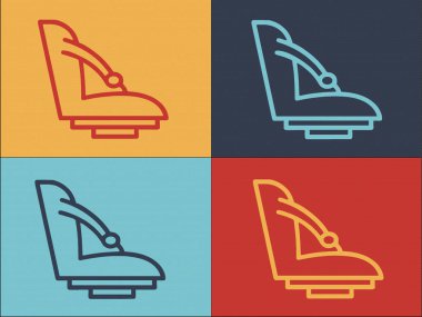 Araba Koltuğu Logo Şablonu, Basit yassı Araba Simgesi, Koltuk, Güvenlik