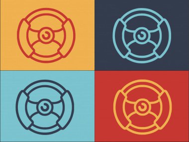 Araba Direksiyon Logosu Şablonu, Basit Düz Araç Simgesi, Tekerlek, Araç