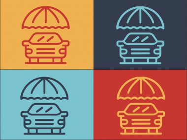 Şemsiye Logosu Şablonu Altındaki Araba, Şemsiye, Araba, Ulaşım Basit Düz Simgesi