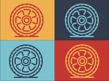 Logo şablonundan sonra araba tekerleği, basit düz araba ikonu, onarım, tekerlek