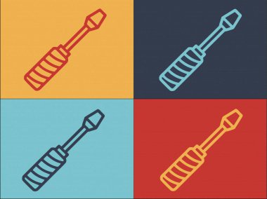 Marangoz Tornavida Şablonu, Tornavida 'nın Basit Düz Simgesi, İnşaat, Marangoz