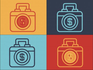 Nakit Bavul Logo Şablonu, Basit Düz Para Simgesi, Nakit, Bavul