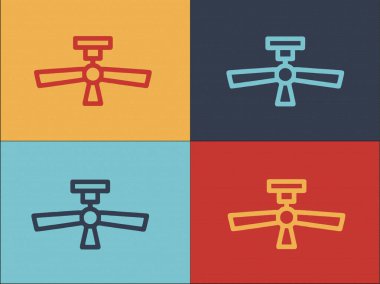 Tavan Logosu Şablonu, Evin Basit Düz Simgesi, Tavan, Fan