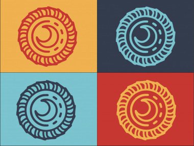 Göksel Ay Logo Şablonu, Ayın Basit Düz Simgesi, Vektör, Boho