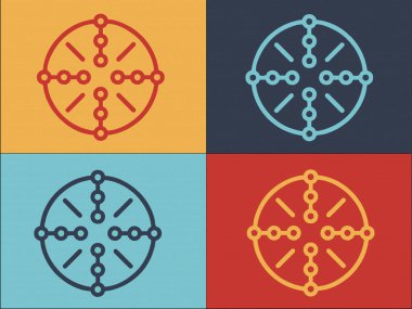 Merkez Görüş Alanı Logo Şablonu, Görüş, Düz Simge, Vektör