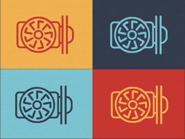 Merkezkaç Pompa Logo Şablonu, Pompanın Basit Düz Simgesi, Merkezkaç, Endüstriyel