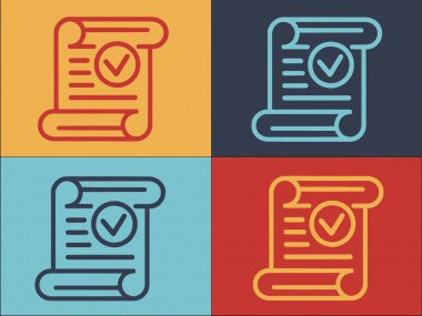 Sertifika İşletme Kağıt Logosu Şablonu, Sertifikanın Basit Düz Simgesi, Kağıt, Belge