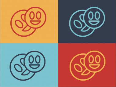 Sohbet Emoji Logo Şablonu, Vektörün Basit Düz Simgesi, Simge