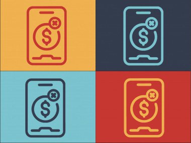 Telefon Ödeme İptal Şablonu, Ödemenin Basit Düz Simgesi, Cep Telefonu, İş