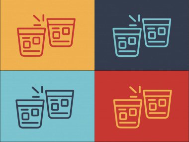 Cheers Konyak Bardakları Logo Şablonu, Basit Düz İçecek Simgesi, Alkol, Konyak