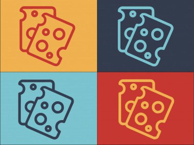 Peynir Dilimleri Logo Şablonu, Basit Düz Peynir Simgesi, İzole edilmiş, Atıştırmalık