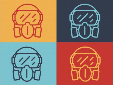 Kimyasal Maske Logo Şablonu, Kimyasal, Güvenlik, Maske Basit Düz Simgesi