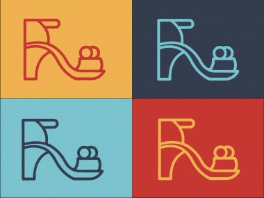 Çocuk Sandaleti Logo Şablonu, Çocuk Düz Simgesi, Moda, Sandalet