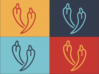 Chili Pepper Paprica Logo Şablonu, Sıcak, Papili Düz Simgesi