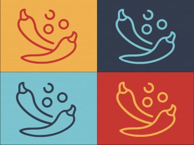 Chili Paprica Logo Şablonu, Chili 'nin Basit Düz Simgesi, Biber, İçindekiler