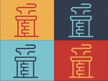 Baca Kalorifer Logosu Şablonu, Bacanın Basit Düz Simgesi, Ev, Isıtma